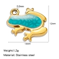 Golden stainless steel frog pendant with green enamel finish and 14x12mm dimensions - Single Price (Vacuum Drip Oil) / Pink (HP0173G07)