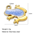 Golden 304L stainless steel frog charm with blue enamel inlay, size 14x12mm - Single Price (Vacuum Drip Oil) / Purple (HP0173G08)
