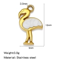 Mini gold stainless steel flamingo charm with white enamel detail, size 16mm x 9mm - White (HP0189G01)