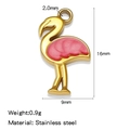 Miniature pink and gold flamingo pendant in stainless steel for DIY jewelry making - Red (HP0189G03)