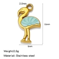 Goldener Flamingo-Anhänger aus Edelstahl mit blauer Emaille und 16mm Höhe - Hellgrün (HP0189G05)