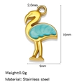Flamingo Anhänger aus Edelstahl in Gold mit blauer Emaille und 2,0 mm Bohrung - Grün (HP0189G06)