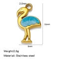 Mini-Flamingo-Anhänger aus goldfarbenem Edelstahl mit blauen Emaille-Flügeln für Schmuck - Seehofer Blau (HP0189G07)