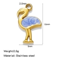 Mini-Flamingo-Anhänger aus goldenem Edelstahl mit blauer Emaille, 16x9mm groß - Blau (HP0189G08)