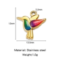 Enameled stainless steel hummingbird pendant charm with gold finish for DIY jewelry - Green Blue Hummingbird Style (HP0180G02)