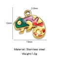 Golden stainless steel chameleon pendant with colorful enamel details and size markers - Colorful Chameleon Style One (HP0180G05)