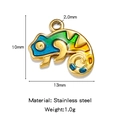 Colorful enamel chameleon charm in stainless steel gold finish for DIY jewelry - Colorful Chameleon Style Two (HP0180G06)