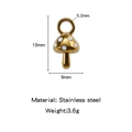 Golden stainless steel mushroom charm with white dots enamel and dimensions detail - Mushroom (White) (HP0165G01)