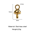Golden mushroom pendant in stainless steel with black enamel spots for DIY jewelry - Mushroom (Black) (HP0165G02)