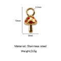 Polished stainless steel mushroom charm pendant with red dots and gold finish measurements - Mushroom (Red) (HP0165G03)