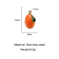 Orange fruit charm pendant in colorful enamel with gold loop, size 10mm by 9mm - Orange (HP0165G04)