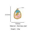 Geëmailleerde rvs libel hanger met blauwe afwerking en parel detail 22.5mm - Onregelmatige Libel Blauw Roze