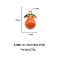 Orange fruit shaped stainless steel pendant with green leaves and size measurements - Persimmon (HP0165G08)