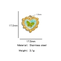 Blauwe emaille hartvormige hanger met vlinder, roestvrij staal, maat 17,5 mm - Hart Vlinder Groen