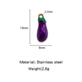 Purple eggplant pendant in stainless steel with colorful enamel for DIY jewelry crafts - Eggplant (HP0165G10)
