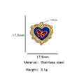 Gouden harthanger met blauw emaille en rode vlinder, 17,5mm roestvrijstalen bedel - Hart Vlinder Rood