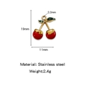 Red enamel cherry pendant in stainless steel with 19mm height and 11mm width dimensions - Cherry (HP0165G11)