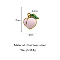 Pink enamel peach pendant charm in stainless steel for DIY jewelry making - Peach (HP0165G12)