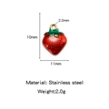 Colorful strawberry pendant in stainless steel with red enamel for DIY jewelry making - Strawberry (HP0165G13)