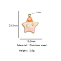 Stervormige hanger van roestvrij staal met roze emaille, parel en 1,5 mm oogje - Ster Oranje Roze