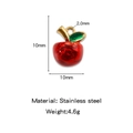 Red apple pendant in stainless steel with gold stem and green leaf for DIY jewelry - Apple (HP0164G17)