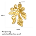 Golden leaf-shaped stainless steel pendant with hammered texture and 44mm height - Gold Style / Seaweed (HP0177G04)