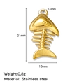 Pendentif arête de poisson en acier inoxydable doré pour bijoux avec dimensions de 21mm - Arête de Poisson (HP0177G06)