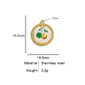 Roestvrijstalen kersen emaille hanger met gouden golfrand voor DIY-sieraden maken - Ronde Kers Groen Goud