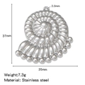 Pendentif coquillage en acier inoxydable argent 37x35mm pour création bijoux DIY - Conque 1 (HP0177S10)