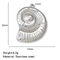Pendentif coquillage en acier inoxydable doré pour bijoux avec détails de mesures - Conque 2 (HP0177S11)