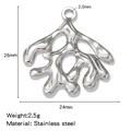 Pendentif corail en acier inoxydable argenté pour création bijoux DIY taille 26mm x 24mm - Corail (HP0177S13)