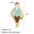 Miniature ice cream pendant charm in gold and turquoise stainless steel, 17mm size - Ice Cream Pendant / Light Green