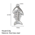 Pendentif arête de poisson en acier inoxydable argenté 21x10mm pour bijoux DIY - Arête de Poisson (HP0177S14)