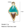 Miniature green and brown ice cream pendant in 304L stainless steel for DIY jewelry - Ice Cream Pendant / Green