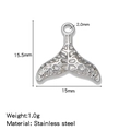 Pendentif queue de baleine en acier argenté texturé de 15,5 mm pour bijoux DIY - Queue de Poisson (HP0177S15)
