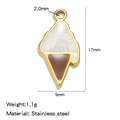 Miniature ice cream cone pendant in gold stainless steel with dimensions and weight - Ice Cream Pendant / White