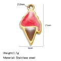Pendentif cornet de glace rose en acier inoxydable doré pour création de bijoux - Pendentif Crème Glacée / Rouge
