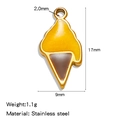 Mini breloque cornet de glace jaune en acier inoxydable 304L pour bijoux - Pendentif Crème Glacée / Jaune