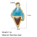 Pendentif glace en acier inoxydable 304L avec émail bleu ciel pour bijoux DIY - Pendentif Crème Glacée / Bleu lac