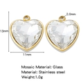 Klassischer Herzanhänger aus Edelstahl mit 18K Goldbeschichtung und Glaseinlage - 13x11mm / Transparenter Stil (HP0186G01)