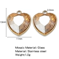 Bernsteinfarbener Herz-Anhänger aus Glas mit vergoldetem Edelstahlrahmen für Schmuck - Hellbernstein (HP0186G03)