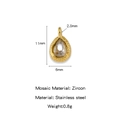 Ciondolo a goccia in acciaio inossidabile placcato oro 18K con zircone, 11x6mm - Stile Pietra Portafortuna Gennaio Zirconia Bianca (HP0205G01)