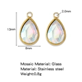 Water drop 18K gold plated stainless steel charms with iridescent glass 13x8mm - 13x8mm / Iridescent AB (HP0183G02)