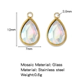 18K gold plated stainless steel teardrop charm with 12x7mm faceted iridescent glass - 12x7mm / Iridescent AB (HP0183G12)