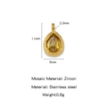 Pendente a goccia in acciaio inossidabile placcato oro 18K con piccolo zircone - Stile Pietra Portafortuna Febbraio Zirconia Dorata (HP0205G02)
