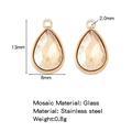 Champagne drop glass charms in 18k gold plated stainless steel 13x8mm size - Champagne (HP0183G03)