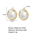 Oval 18K gold plated stainless steel and faceted glass pendant measuring 16x11mm - 16x11mm / Transparent (HP0182G01)