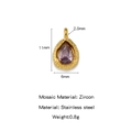 Pendente dorato a goccia in acciaio con zircone viola e texture martellata fine - Stile Pietra Portafortuna Aprile Zirconia Rosso Porpora (HP0205G04)