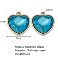 Klassischer Herzanhänger aus blauem Glas mit vergoldeter Edelstahlfassung für DIY - Seeblau (HP0186G14)