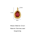 Red teardrop zircon pendant in 18K gold plated stainless steel, 11mm height - Rose Red Zirconia June Birthstone Style (HP0205G06)